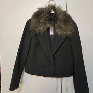 Ann Taylor Short Jacket with Removeable Faux Fur Collar